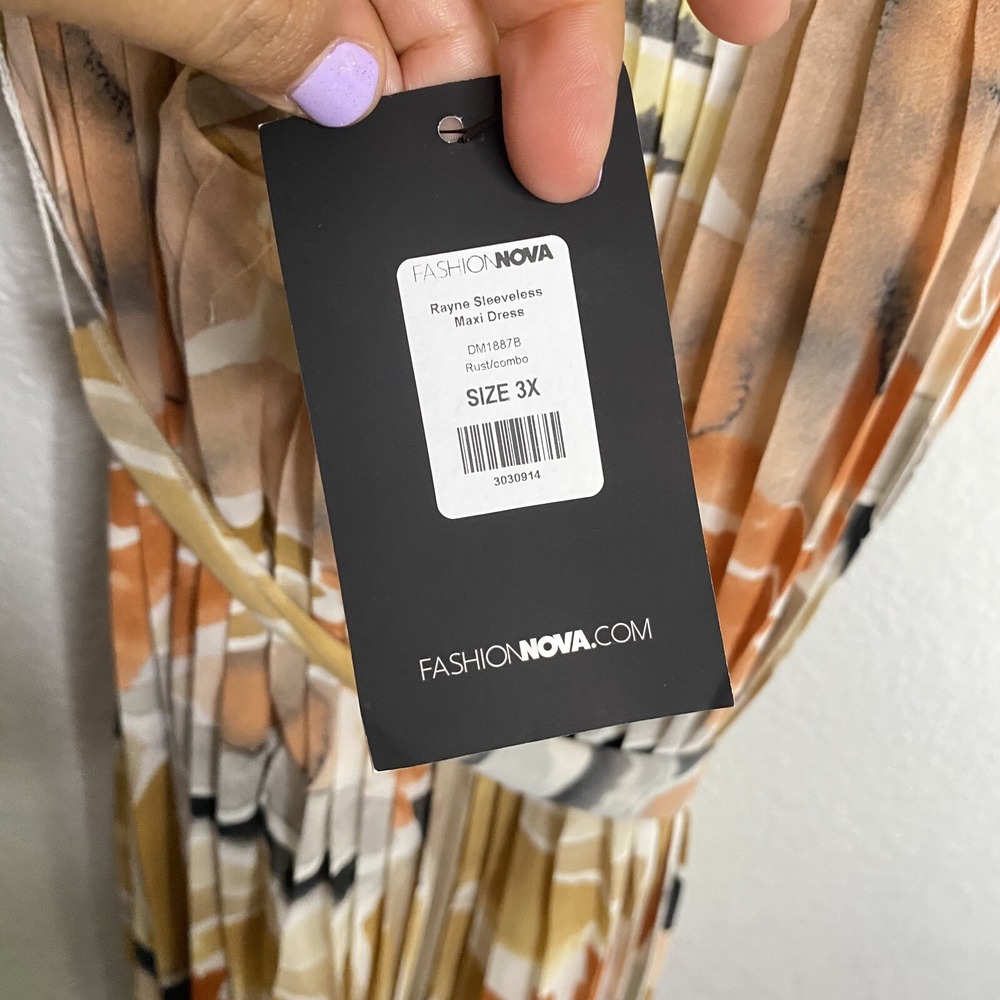 Fashion Nova Rayne Sleeveless Maxi Dress 3X Rust Abstract Print NWT Plus Size - Picture 9 of 14